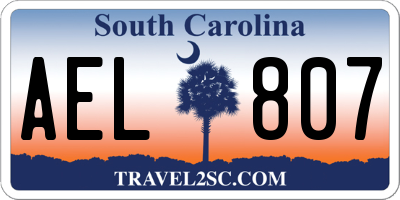 SC license plate AEL807