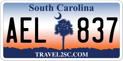 SC license plate AEL837