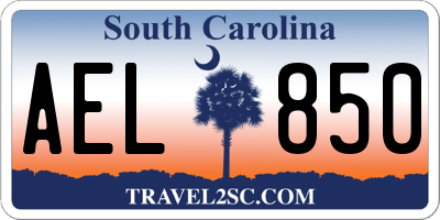 SC license plate AEL850