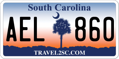 SC license plate AEL860