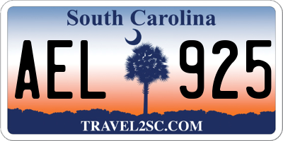 SC license plate AEL925