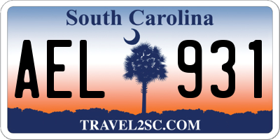 SC license plate AEL931