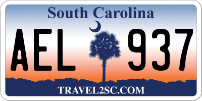 SC license plate AEL937