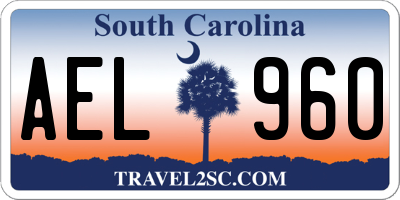 SC license plate AEL960
