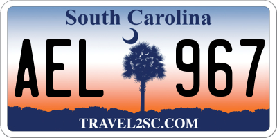 SC license plate AEL967