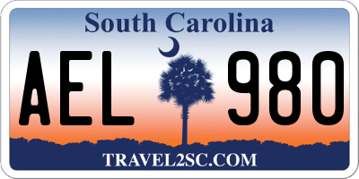 SC license plate AEL980