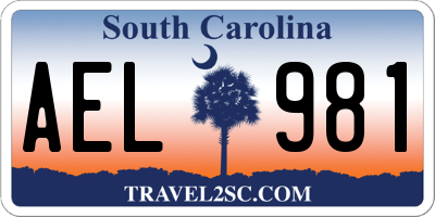 SC license plate AEL981