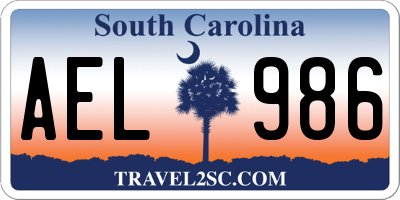 SC license plate AEL986
