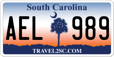 SC license plate AEL989