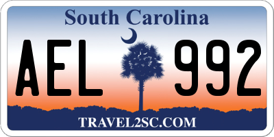 SC license plate AEL992