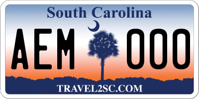 SC license plate AEM000