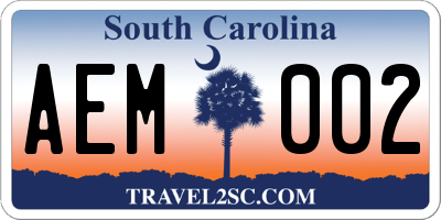 SC license plate AEM002