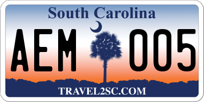 SC license plate AEM005