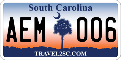SC license plate AEM006
