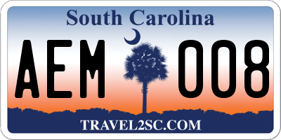SC license plate AEM008
