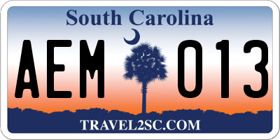 SC license plate AEM013