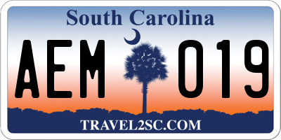 SC license plate AEM019