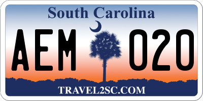 SC license plate AEM020