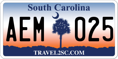 SC license plate AEM025