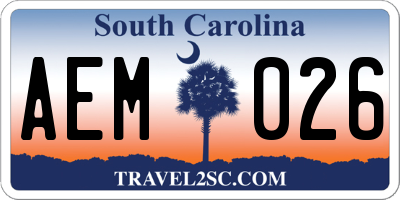 SC license plate AEM026