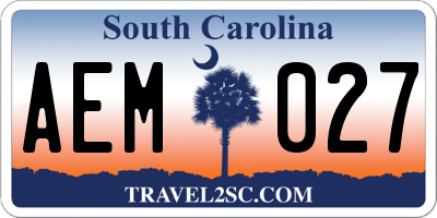 SC license plate AEM027
