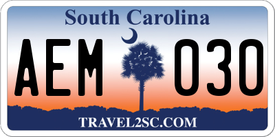 SC license plate AEM030