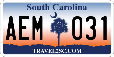 SC license plate AEM031