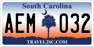 SC license plate AEM032