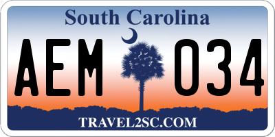 SC license plate AEM034