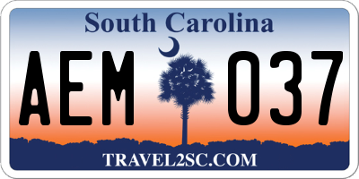 SC license plate AEM037