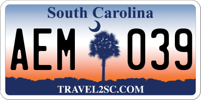 SC license plate AEM039