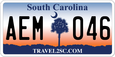 SC license plate AEM046