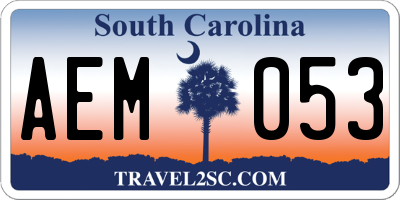 SC license plate AEM053