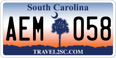 SC license plate AEM058