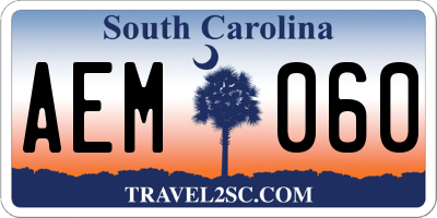SC license plate AEM060