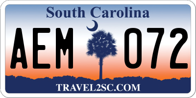 SC license plate AEM072