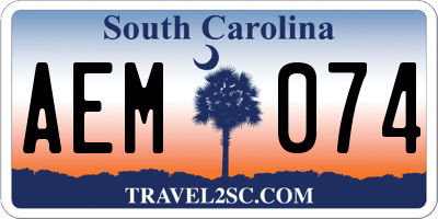 SC license plate AEM074