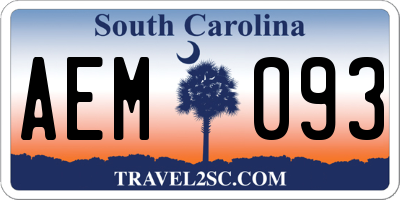SC license plate AEM093