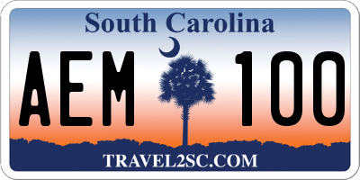 SC license plate AEM100