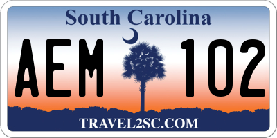 SC license plate AEM102