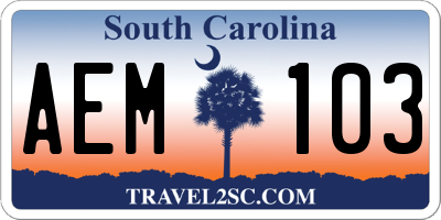 SC license plate AEM103