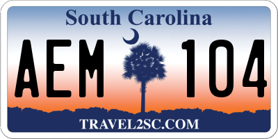 SC license plate AEM104