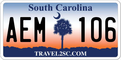 SC license plate AEM106
