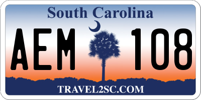 SC license plate AEM108