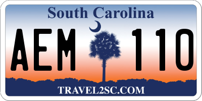 SC license plate AEM110