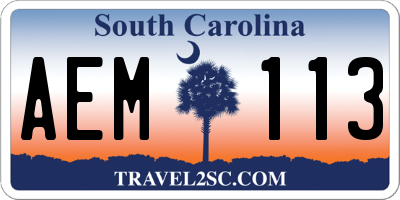 SC license plate AEM113
