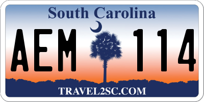 SC license plate AEM114