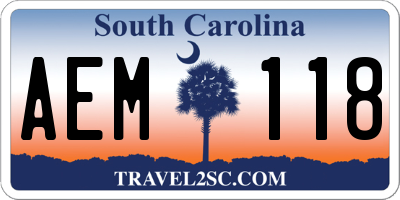SC license plate AEM118