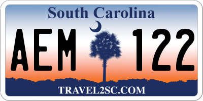 SC license plate AEM122