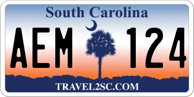 SC license plate AEM124